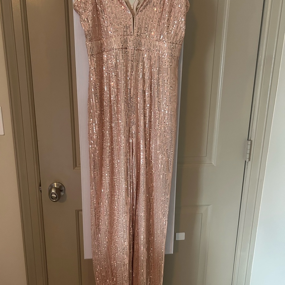 Sequin V-Neck Jumpsuit